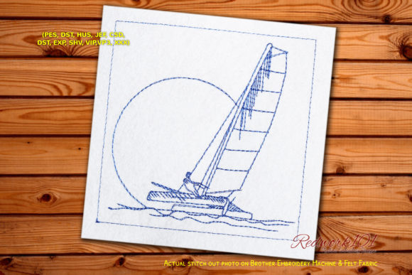 Catamaran Boat Redwork: A Design Review for Business Merch