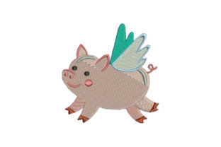Cute Flying Pig: A Joyful Embroidery Design for Real Projects