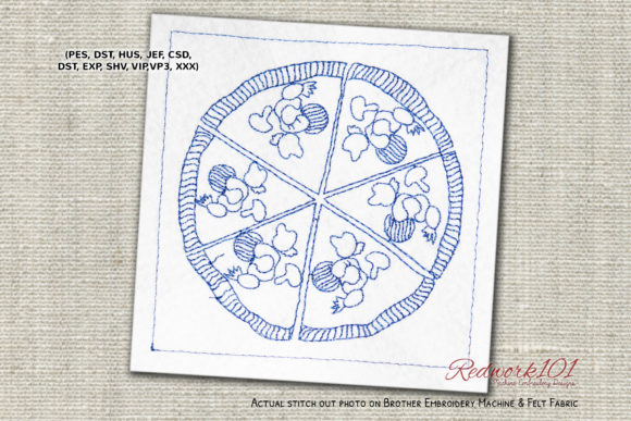 Large Pizza Machine Embroidery Design for Boutique Apparel